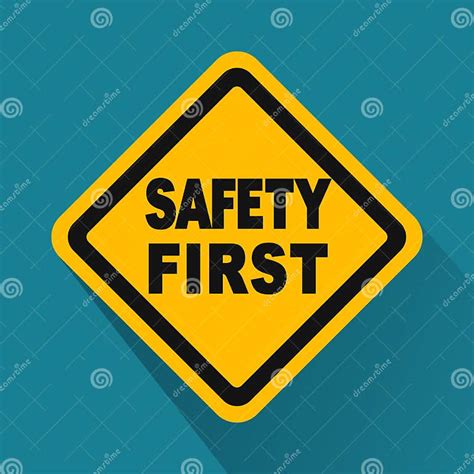 Safety First Yellow Sign With Shadow Stock Vector Illustration Of