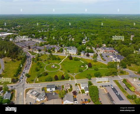 Burlington Historic Town Center Aerial View Including Town Common Town