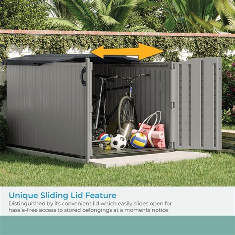 Suncast Glidetop Horizontal Outdoor Storage Shed with Pad-Lockable