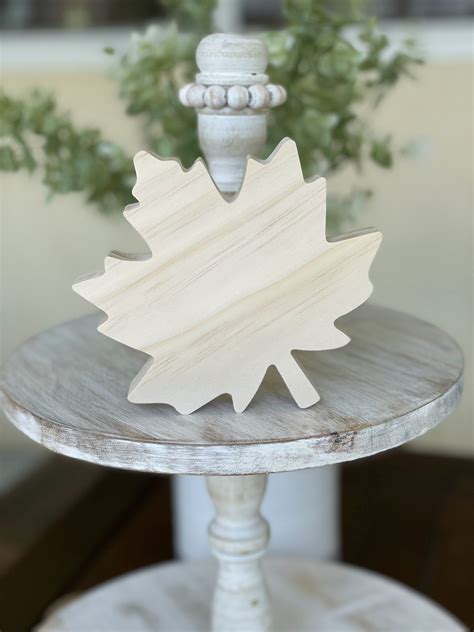 Unfinished Chunky Solid Wood Maple Leaf For Diy Craft Maple Etsy