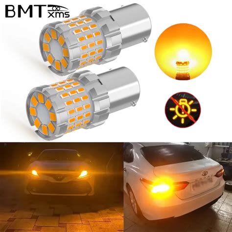 BMTxms 2Pcs 1156 BA15S P21W LED No Hyper Flash Amber Yellow T20 W21W