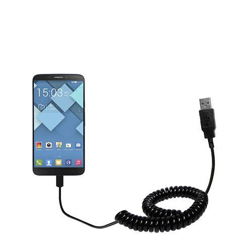 Coiled Power Hot Sync USB Cable Suitable For The Alcatel One Touch Hero With Both Data And