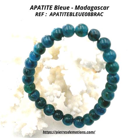 APATITE BLEUE Bracelet perles de diamètre 8 mm environ