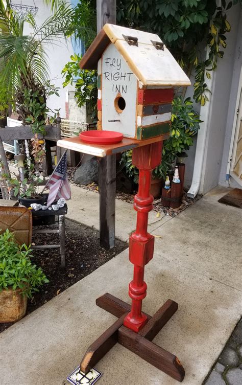 Hand Crafted Birdhouse Feeder Made With Repurposed Wood Repurposed