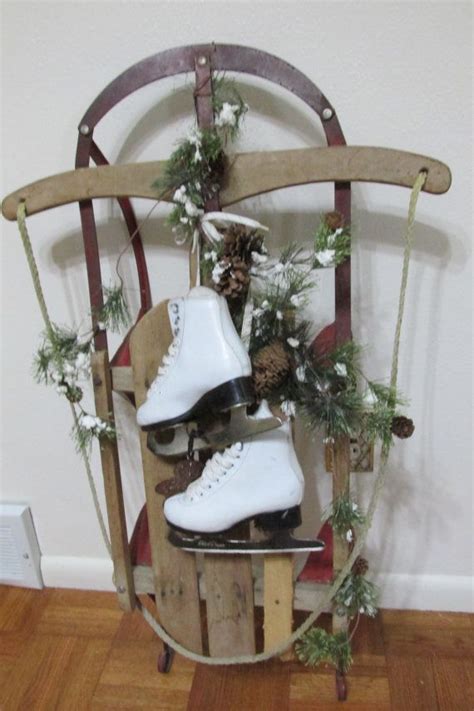 Vintage Sled And Ice Skates Winter Decor By Luruuniques On Etsy 7900