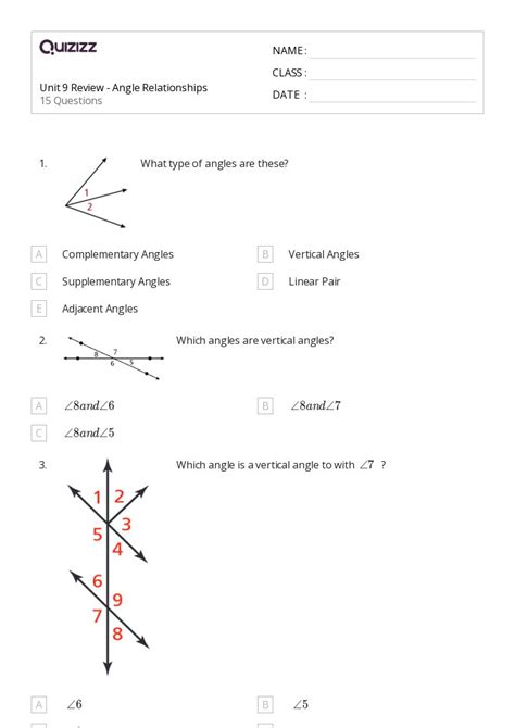 50 Complementary Supplementary Vertical And Adjacent Angles