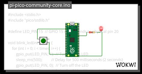 Pi Pico LED Blink Ino Copy Wokwi ESP32 STM32 Arduino Simulator