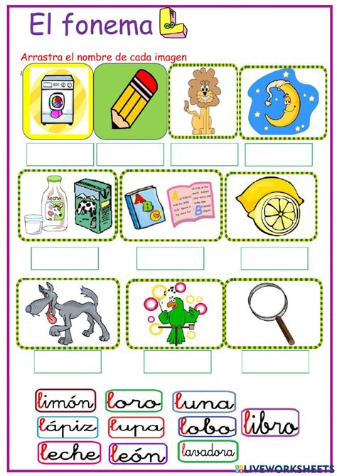 Fonema L Interactive Worksheet For Primer Grado Actividades