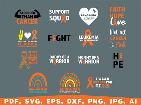 Leukemia Cancer Awareness Svg Orange Ribbon Svg Leukemia Etsy