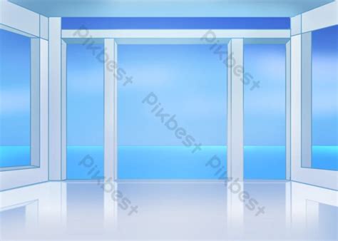 Empty Room Background Cartoon Style Blue | PSD Free Download - Pikbest