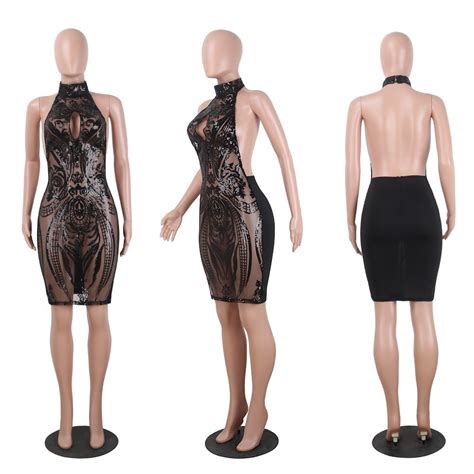 Compre Mujeres Sexy Vestidos De Fiesta Bodycon 2017 Perspectiva Negro