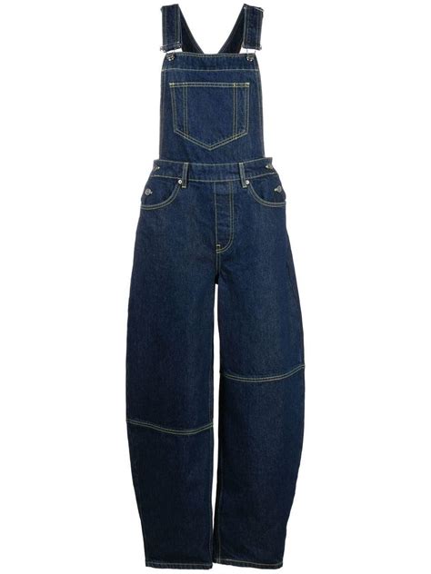 Ganni Wide Leg Dungarees In Blue Lyst