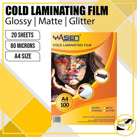 YASEN Cold Laminating Film Photo Top A4 Glossy Matte Glitter