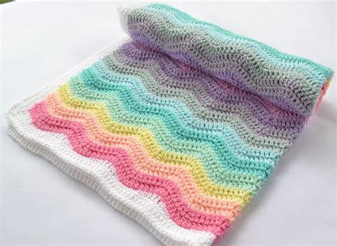 Pastel Ripple Blanket Rainbow Blanket Striped Girls Crochet Afghan