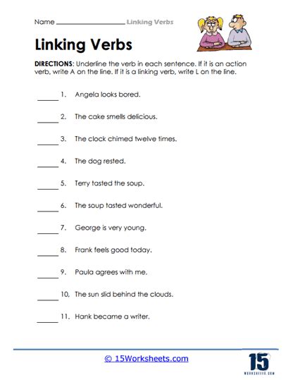 Linking Verbs Worksheets