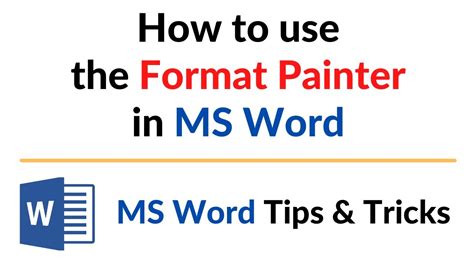 How To Use The Format Painter In MS Word YouTube