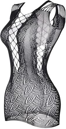 Vorifun Women S Mesh Lingerie Fishnet Babydoll Mini Dress Free Size Bodysuit Black At Amazon