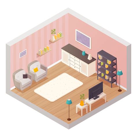 Living Room Isometric Interior Vector Art At Vecteezy