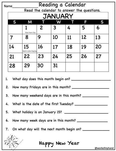 Calendar Math Worksheets Nd Grade Etsy