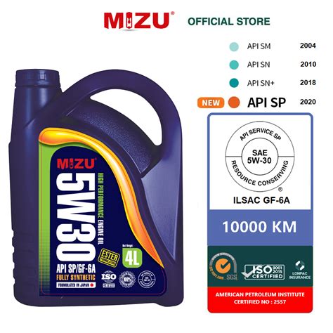 API SP GF 6A MIZU 5W30 Ester Formulated Car Engine Oil 4L Fully