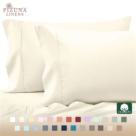 Pizuna 400 Thread Count Cotton King Pillowcases Ivory 100 Long Staple