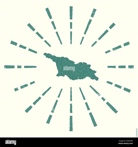 Georgia Logo Grunge Sunburst Poster With Map Of The Country Shape Of