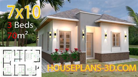 House Design 10x10 With 3 Bedrooms Full Interior House Plans 3d