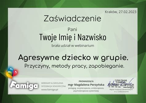 Webinar Agresywne Dziecko W Grupie Famiga