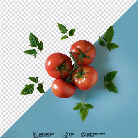 Premium Psd Fresh Red Tomatoes With Leaves Isolated On Transparent