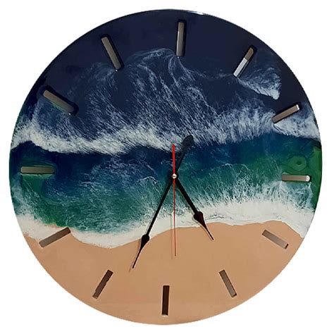 Abstract Resin Wall Clock Handmade Model Sea ShopiPersia