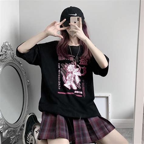 Anime Girl Oversized T Shirt Harajuku Streetwear Tee Unisex Y2k Egirl