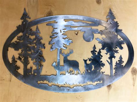 Whitetail Deer And Mountains With Trees Plain Unfinished Wildlife Metal