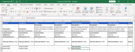 Importación en Excel