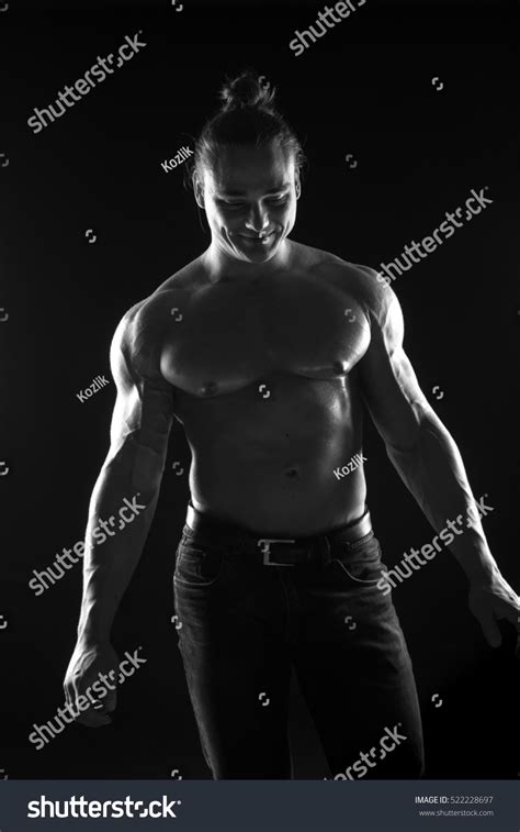 Blackandwhite Portrait Naked Torso Male Bodybuilder Stock Photo Shutterstock