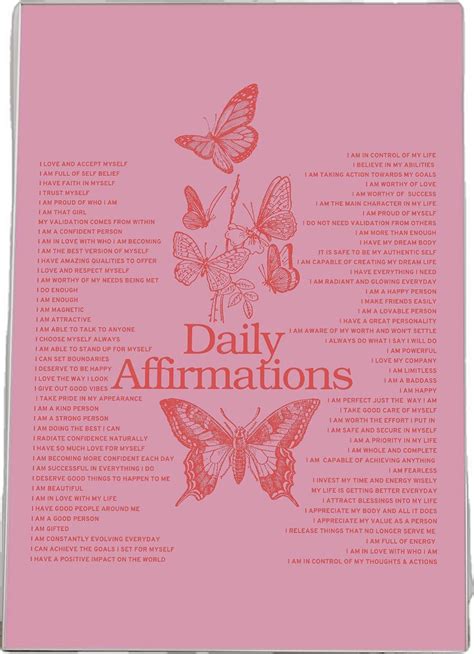 Retro Pink Poster Room Decor Aesthetic Daily Affirmations Poster