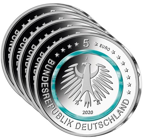 Münze Deutschland 5 Euro Polymerring Sammlermünzen Set 2020