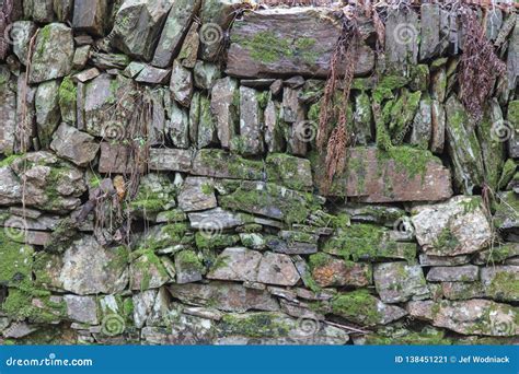 Pared De Piedra Vieja Con El Musgo Imagen De Archivo Imagen De Gala