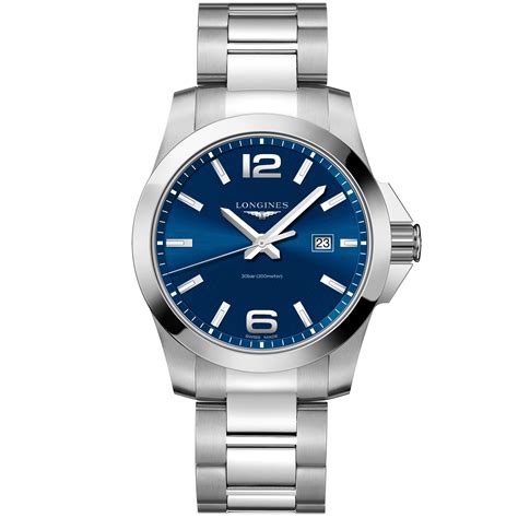 Longines Conquest Blue Dial Stainless Steel Watch 43mm Peters Of