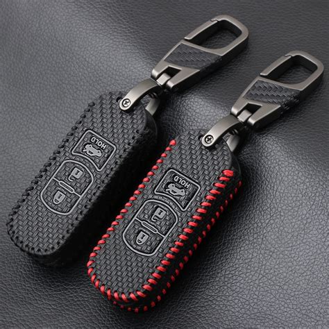 Carbon Fiber Style Leather Car Remote Key Case Fob Cover For Mazda 2 3