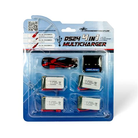 DS24 4 fach USB Ladegerät 4 Akkus 600mAh Syma H Modelle X5HC X5HW