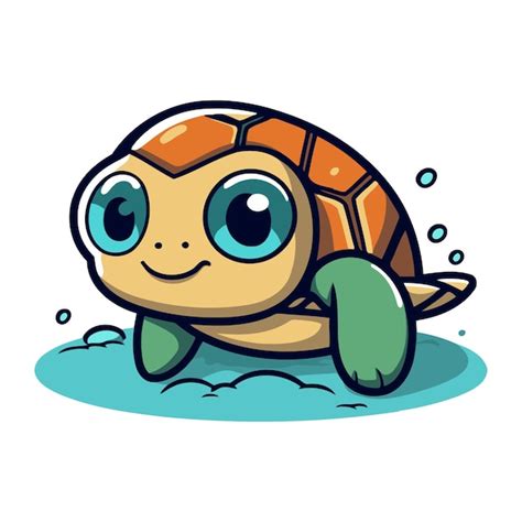 Una Peque A Tortuga Linda Nadando En El Agua Ilustraci N Vectorial Al