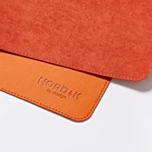 Nordik Leather Desk Mat Cable Organiser Tangerine Orange 89 X 43 Cm