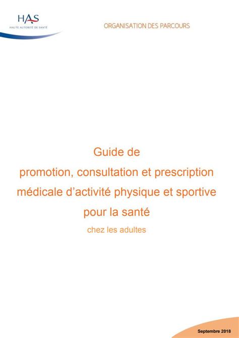 Guide de promotion consultation et prescription médicale dactivité