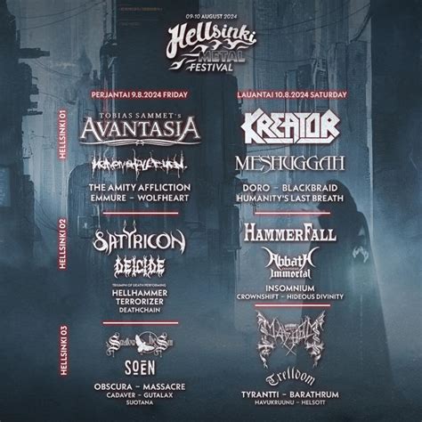 Hellsinki Metal Festival Running Order Timetable