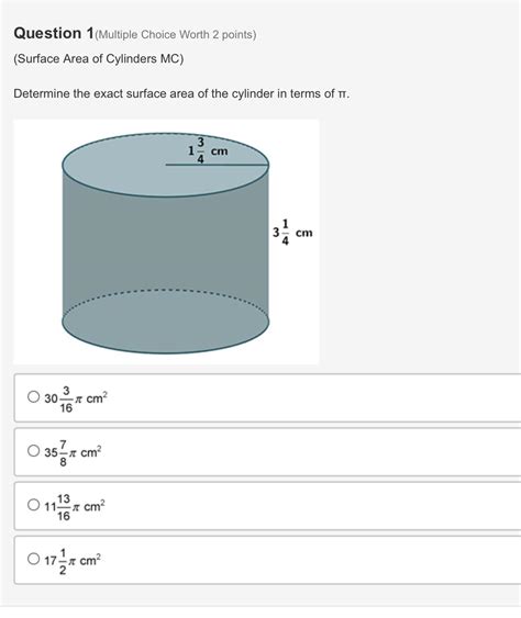 15pts Question 1 Multiple Choice Worth 2 Points Surface Area Of