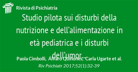 Studio pilota sui disturbi della nutrizione e dellalimentazione in età