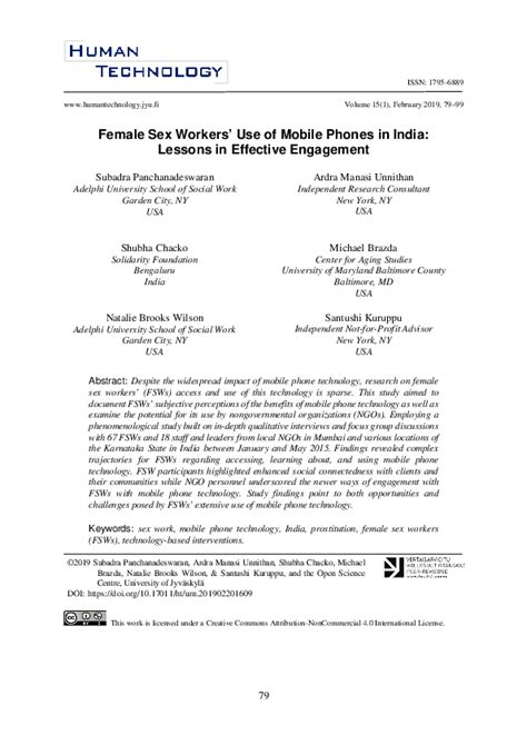 Pdf Female Sex Workers Use Of Mobile Phones In India Lessons In Effective Engagement