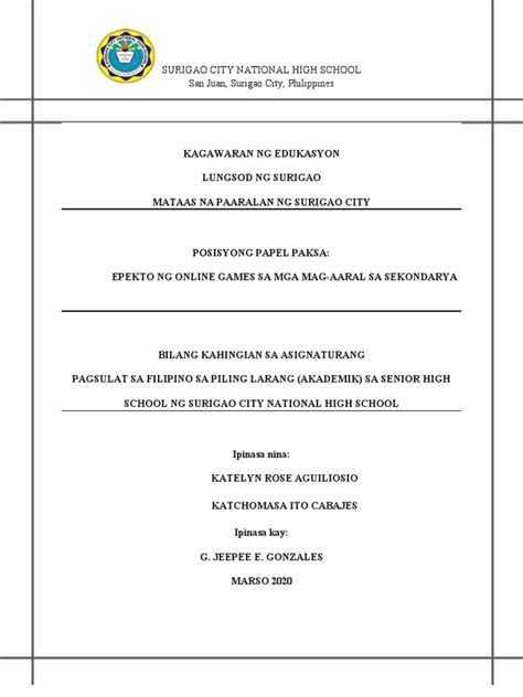 Posisyon Papel Pdf