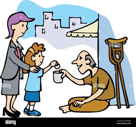 Good action: girl gives money to a homeless person Stock Vector Image & Art - Alamy