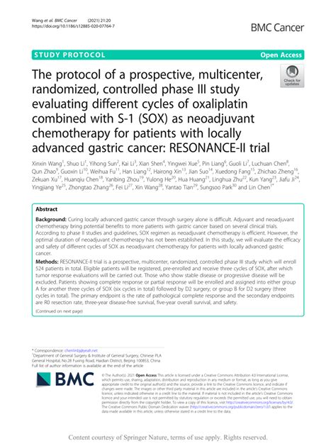 Pdf The Protocol Of A Prospective Multicenter Randomized